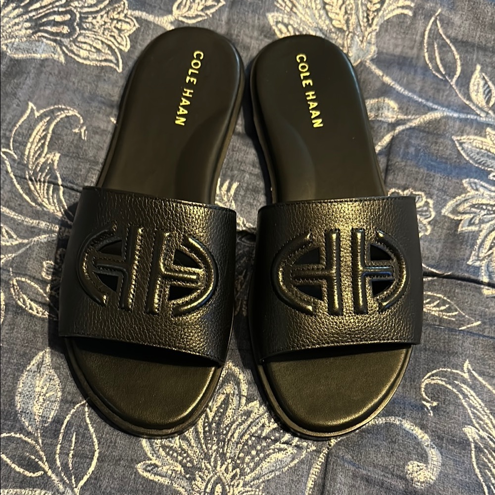 Cole Haan Black Slide Sandals with Sleek Design